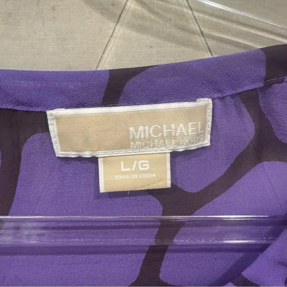 Michael Kors Silk Print purple top L